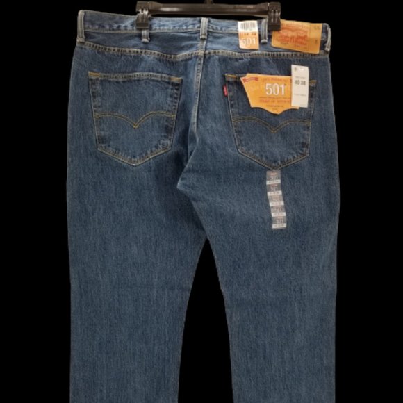NWT Levi’s Men's 501 37463 Jeans Med Blue Button Fly Free Shipping